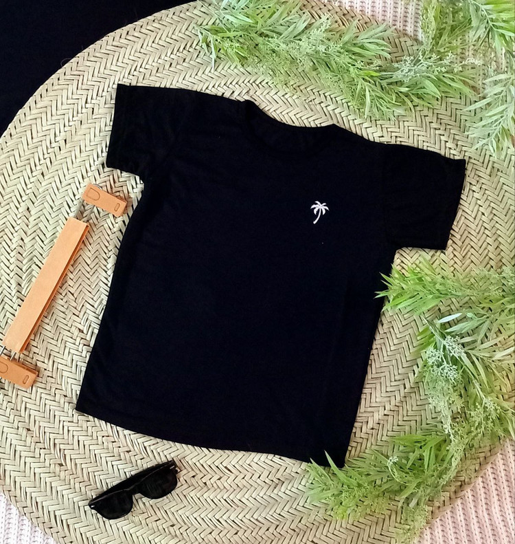 خرید تیشرت مشکی پسرانه پارچه جودون طرح نخل