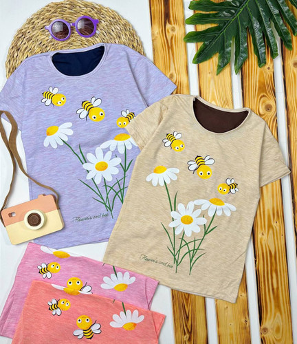 خرید تیشرت لاکرا دخترانه طرح زنبورسایز۴ـ۵ـ۶