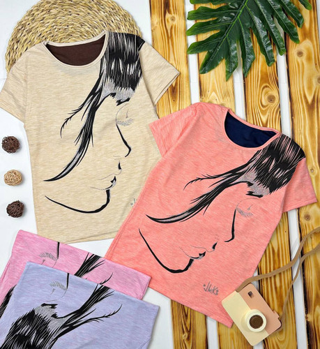 خرید تیشرت لاکرا دخترانه چاپ دختر سایز ۴ـ۵ـ۶