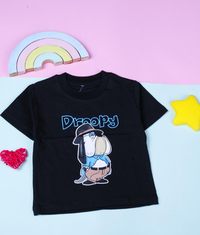 خرید تیشرت تک مشکی پسرانه طرح سگ پولدار سایز ۴۵