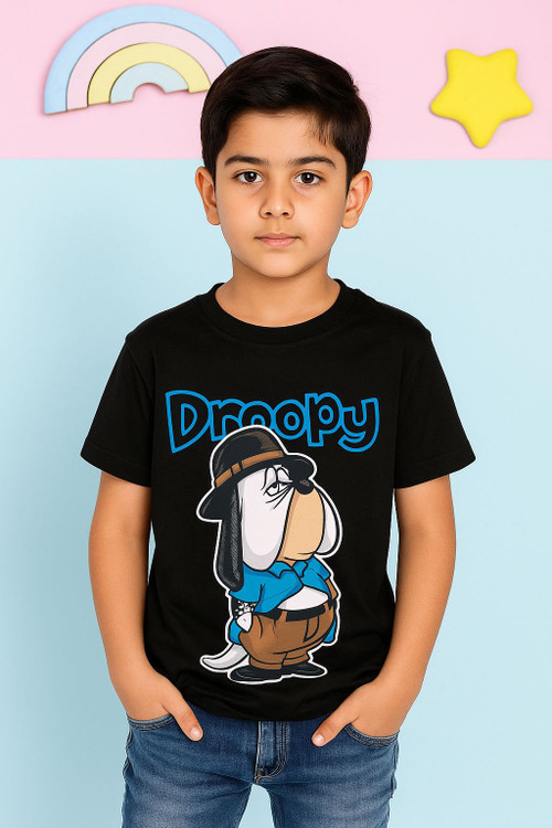 خرید تیشرت تک مشکی پسرانه طرح سگ پولدار سایز ۵۰