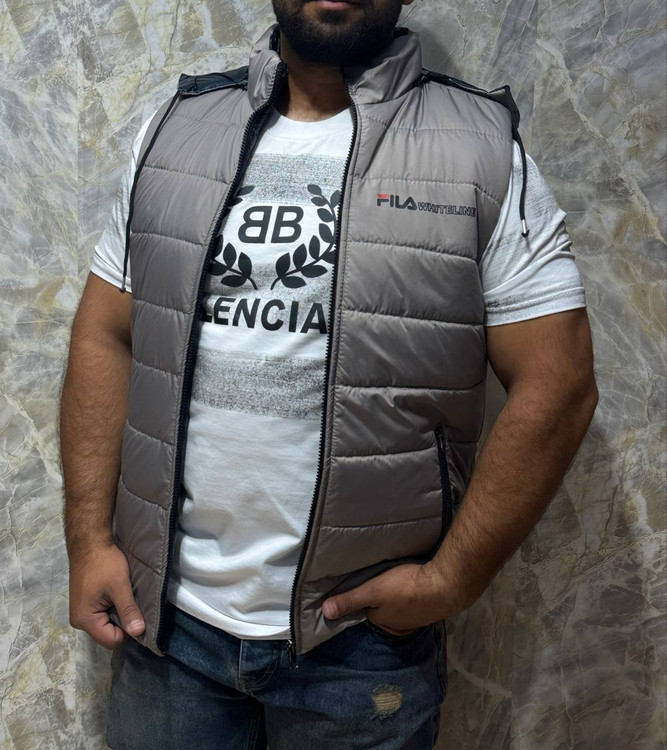 خرید پافر مردانه دوروجنس شمعی براق ضد آب رنگ طوسی