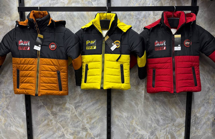 خرید کاپشن نقلی پسرانه رنگ نارنجی