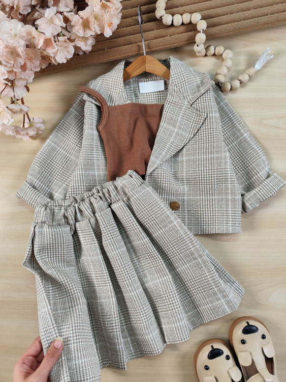 خرید سه تیکه دخترانه انیس رنگ طوسی